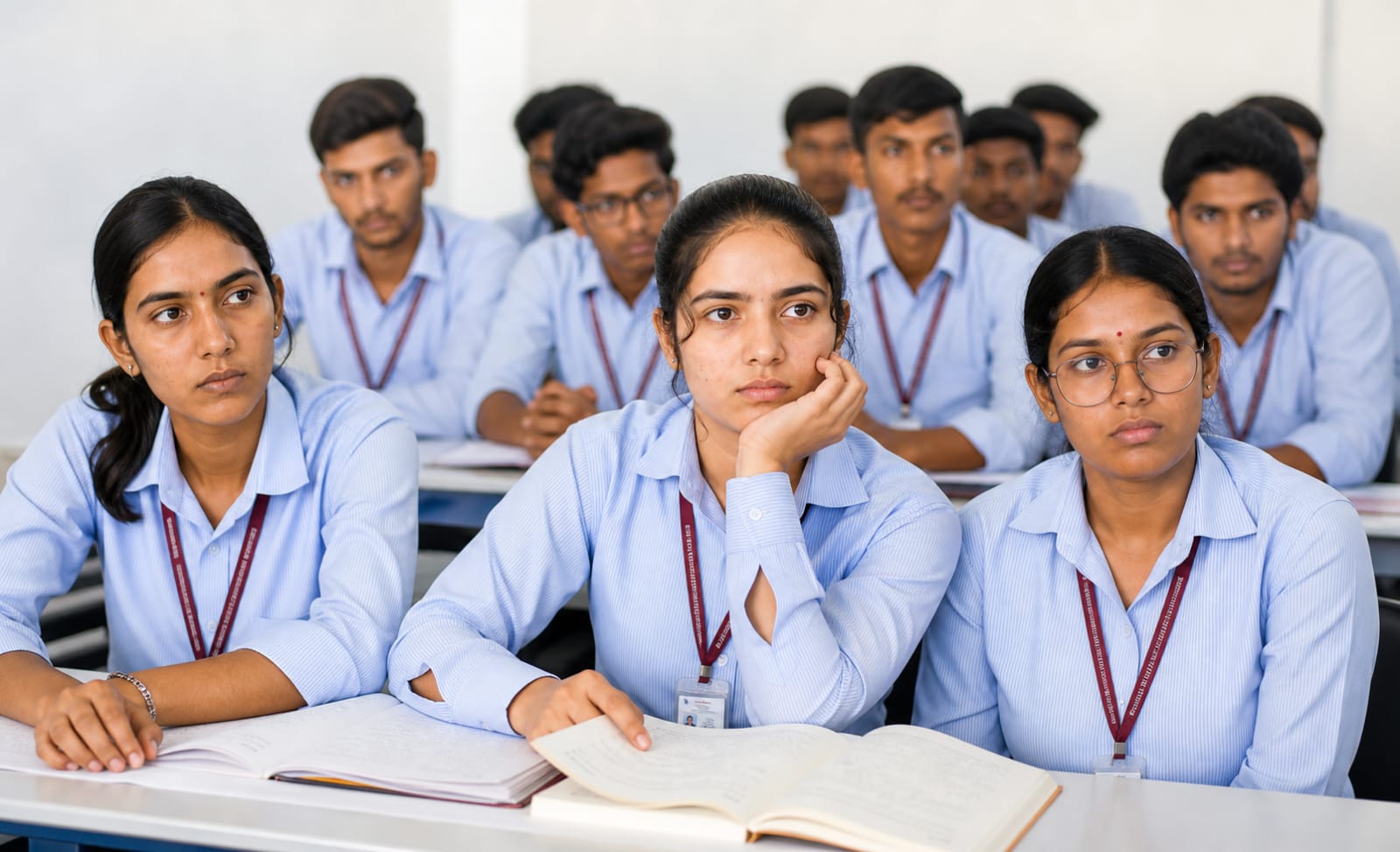 Students attending a classroom session